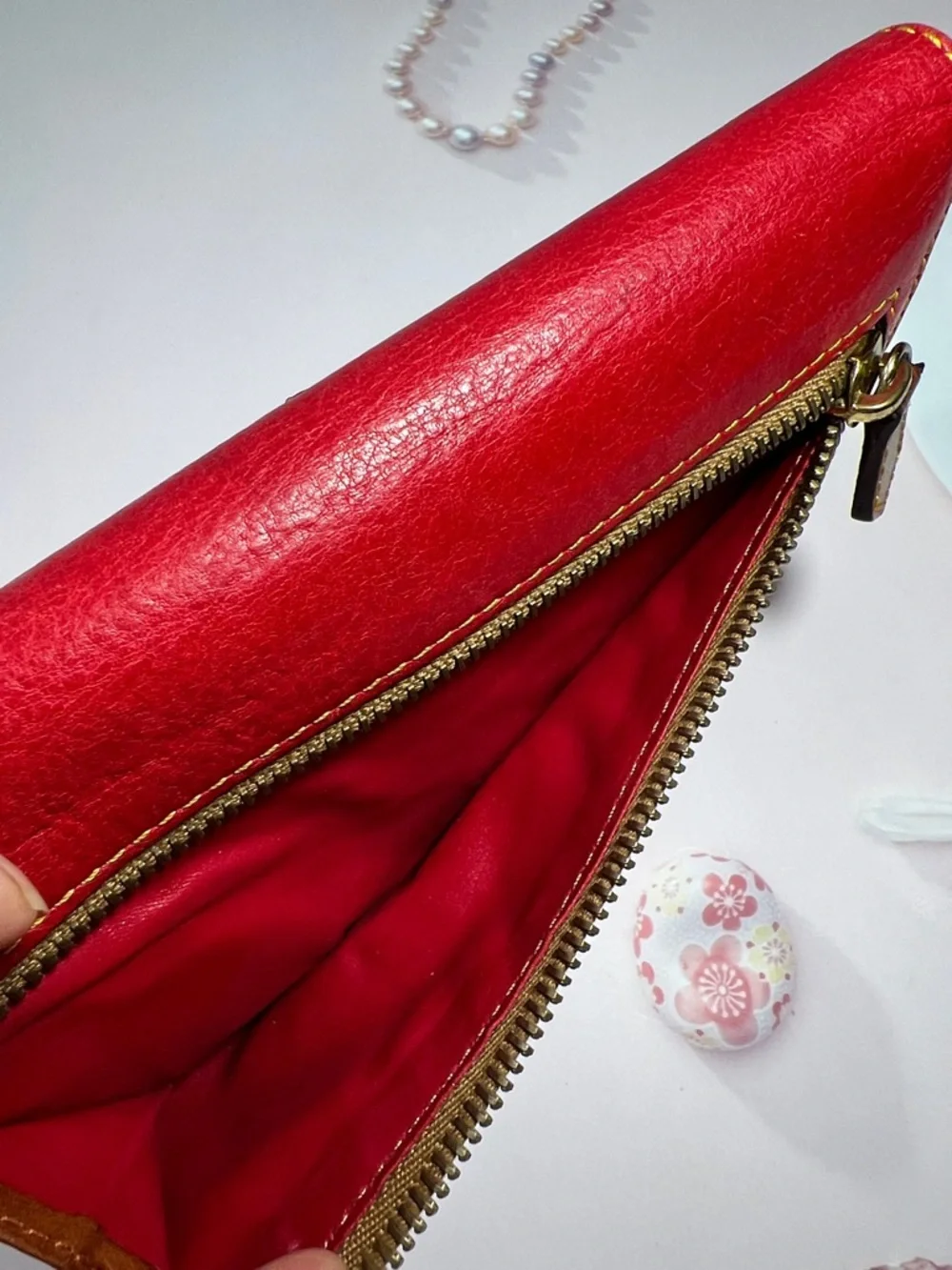 🦆 DOONEY & BOURKE RED TRIFOLD LEATHER WALLET CLUTCH WITH TORTOISE DUCK LOGO - Picture 11 of 13